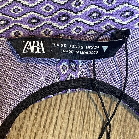 NEW ZARA Lilac Geometric Open-Back V-Neck Bodysuit Preppy Festival Retro XS - Picture 11 of 12